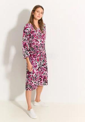 CECIL Tunikakleid Sommerkleid mit V-Ausschnitt Tunnelzug