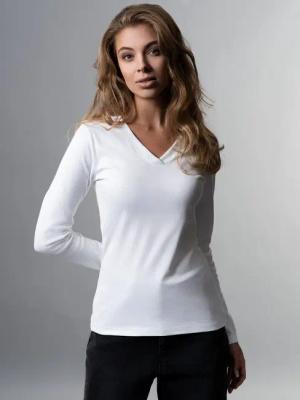 Trigema T-Shirt TRIGEMA Langarmshirt mit V-Ausschnitt