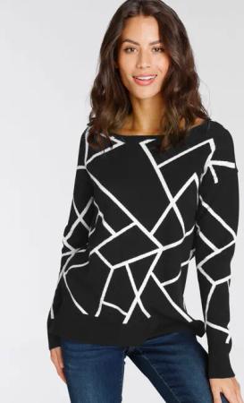 Laura Scott Jacquardpullover mit Rundhalsausschnitt