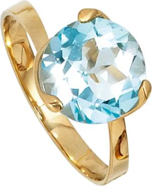 JOBO Goldring, 585 Gold mit Blautopas
