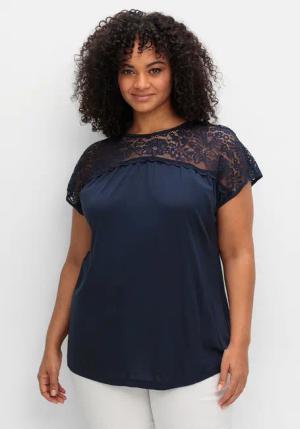 Sheego Spitzenshirt Große Größen mit Spitzenpasse