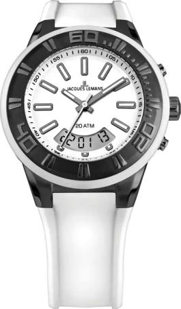 Jacques Lemans Chronograph Miami 1-1786J, Quarzuhr,Armbanduhr,Damen,Herren,Silikonarmband,bis