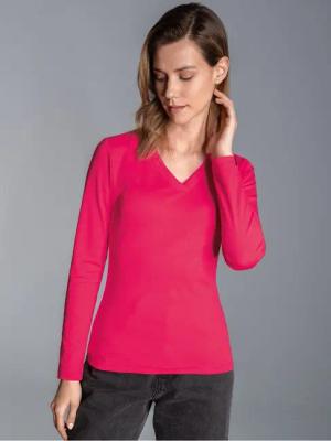 Trigema T-Shirt TRIGEMA Langarmshirt mit V-Ausschnitt