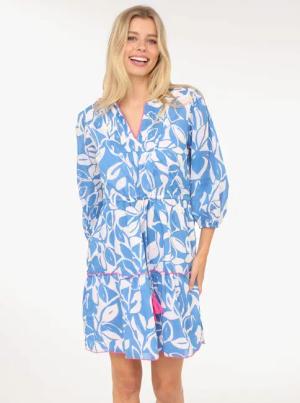 Zwillingsherz Sommerkleid "Blätter Zweifarbig" mit Tasseln