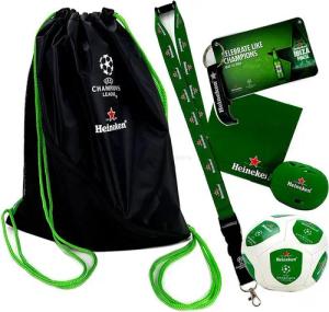 Ball Schlüsselanhänger Heineken Set - 6 teiliges Set / Sportbeutel / Schlüsselanhänger / F