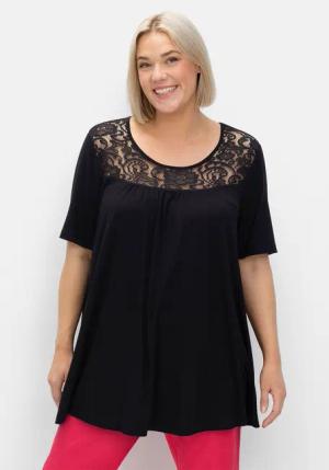 Sheego Longshirt Große Größen mit Spitzenpasse,
