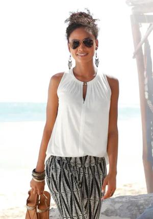 LASCANA Tanktop mit Zieraccessoire, lässiges Blusentop,