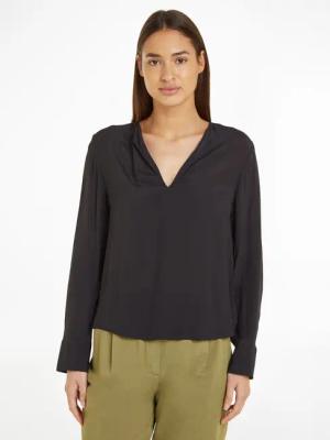 Tommy Hilfiger Langarmbluse VISCOSE CREPE V-NECK