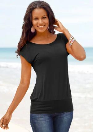 LASCANA Longshirt mit breitem Bund aus