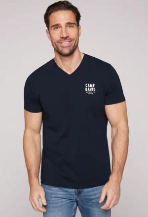 CAMP DAVID V-Shirt mit Logo-Print auf