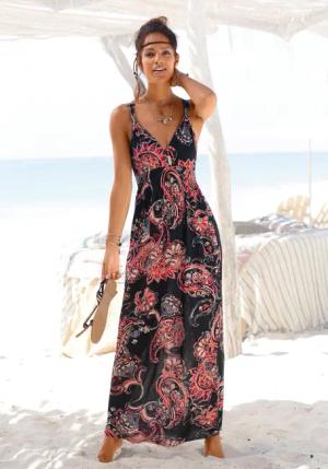LASCANA Maxikleid mit Paisleydruck und verstellbarem