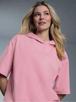 Trigema Kapuzensweatshirt TRIGEMA Kurzarm Cropped Hoodie