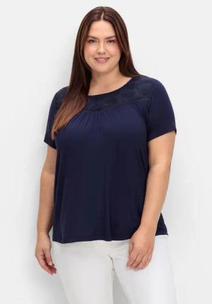 Sheego T-Shirt Große Größen mit Spitzeneinsatz,