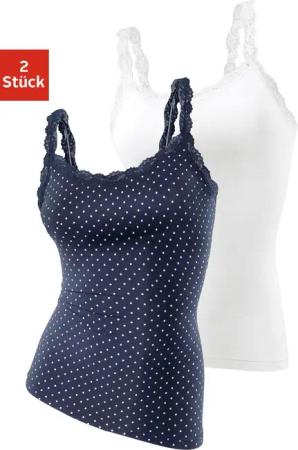 LASCANA Unterhemd (2er-Pack) mit zarter Spitze,