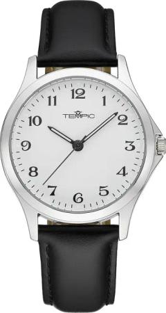 Tempic Quarzuhr, Armbanduhr, Herrenuhr, analog, Lederarmband