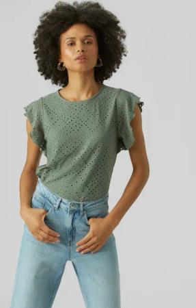 Vero Moda Rundhalsshirt VMTASSA SL FRILL