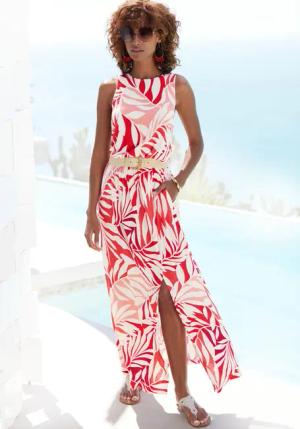 LASCANA Maxikleid mit Alloverdruck und Schlitz,