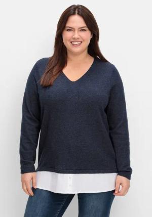 Sheego Strickpullover Große Größen im Lagenlook,