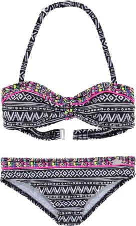 Buffalo Bandeau-Bikini mit Ethnodruck und Kontrastdetails