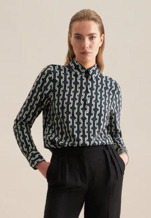 seidensticker Hemdbluse Schwarze Rose Langarm Kragen