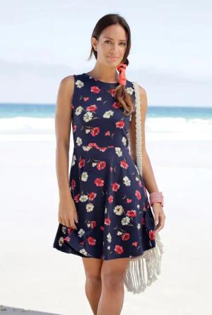Beachtime Strandkleid mit Blumendruck, Sommerkleid aus