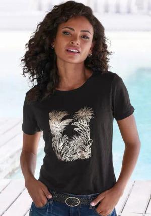 Vivance T-Shirt mit goldfarben schimmerndem Folienprint