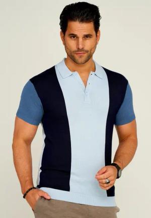 behype Poloshirt KNIT POLO mit Colour-Block-Design