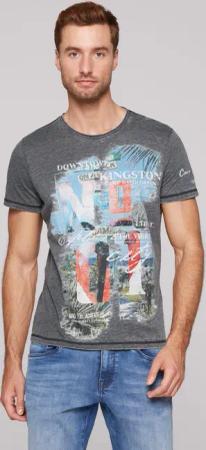 CAMP DAVID Rundhalsshirt mit offener Kante