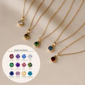 GOLDEN Kette mit Anhänger Minimalistische Geburtsstein