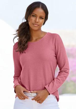 LASCANA Langarmshirt mit Streifenstruktur aus weicher