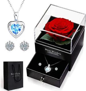 XDeer Schmuckset Ewige Rose mit Herz
