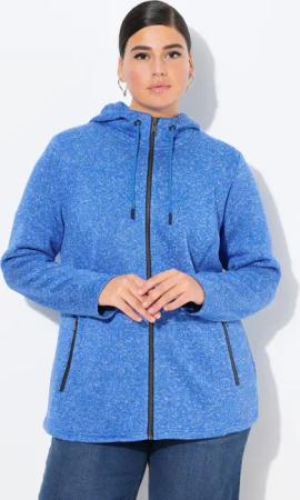 Ulla Popken Sweatjacke Strickfleece-Jacke Kapuze Reißverschlusstaschen