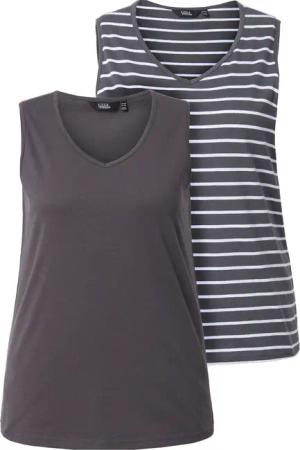Ulla Popken Longtop Top 2er-Pack Ringel/uni