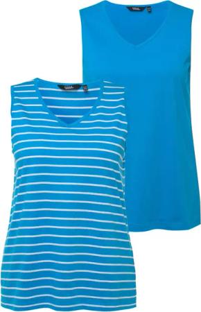 Ulla Popken Longtop Top 2er-Pack Ringel/uni
