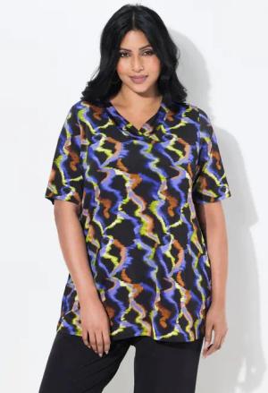 Ulla Popken T-Shirt Slinkyshirt A-Linie V-Ausschnitt