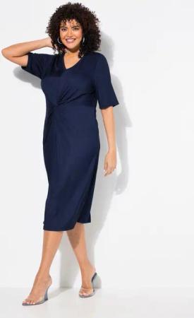 Ulla Popken Jerseykleid Jerseykleid drapiert V-Ausschnitt