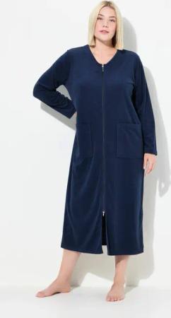 Ulla Popken Bademantel Bademantel 2-Wege-Zipper Frottee