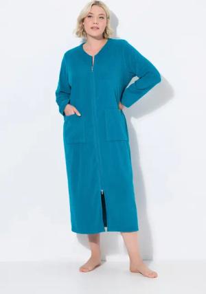 Ulla Popken Bademantel Bademantel 2-Wege-Zipper Frottee