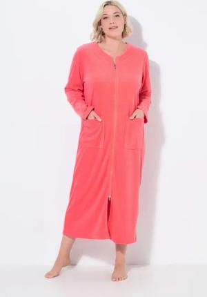 Ulla Popken Bademantel Bademantel 2-Wege-Zipper Frottee