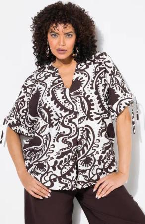 Ulla Popken Tunika Bluse Paisley V-Ausschnitt