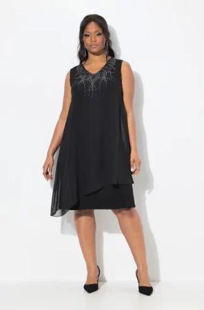 Ulla Popken Cocktailkleid Kleid A-Linie Ziersteine