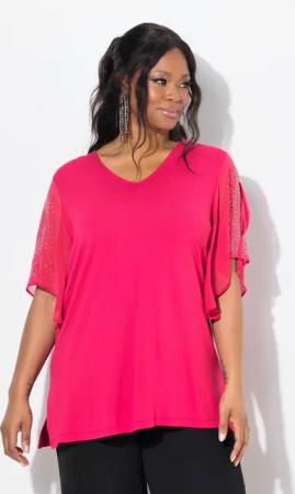 Ulla Popken T-Shirt T-Shirt Ziersteine A-Linie