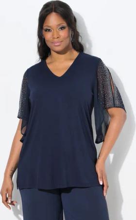 Ulla Popken T-Shirt T-Shirt Ziersteine A-Linie