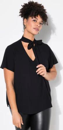 MIAMODA Longbluse Schluppenbluse A-Linie Satin Flügel-Halbarm