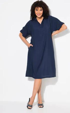 Ulla Popken Minikleid Polokleid gehämmert Polokragen