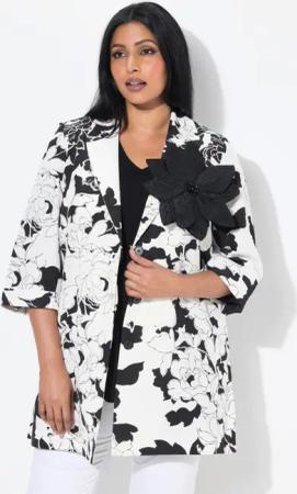 Ulla Popken Sommerjacke Jacke Rippstruktur Reverskragen
