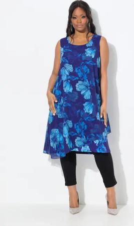 Ulla Popken Cocktailkleid Kleid doppellagig A-Linie