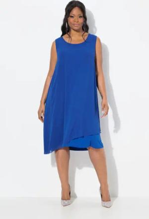 Ulla Popken Cocktailkleid Kleid doppellagig A-Linie