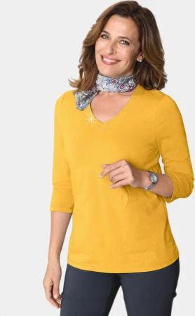 GOLDNER 3/4-Arm-Shirt T-Shirt mit charmantem Ausschnitt