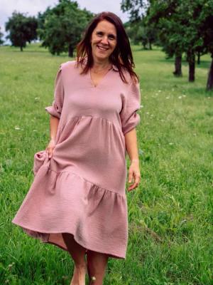 hutch&putch Maxikleid Musselin Kleid Damen Sommerkleid